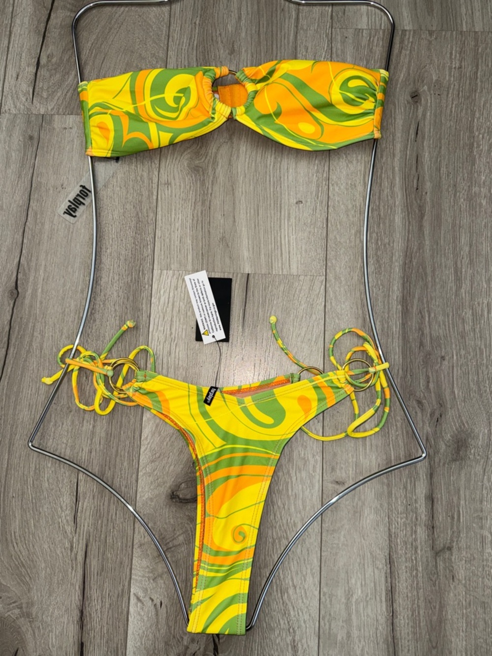 Forplay Yellow and Lime Swirl Bikini with Ring Detail